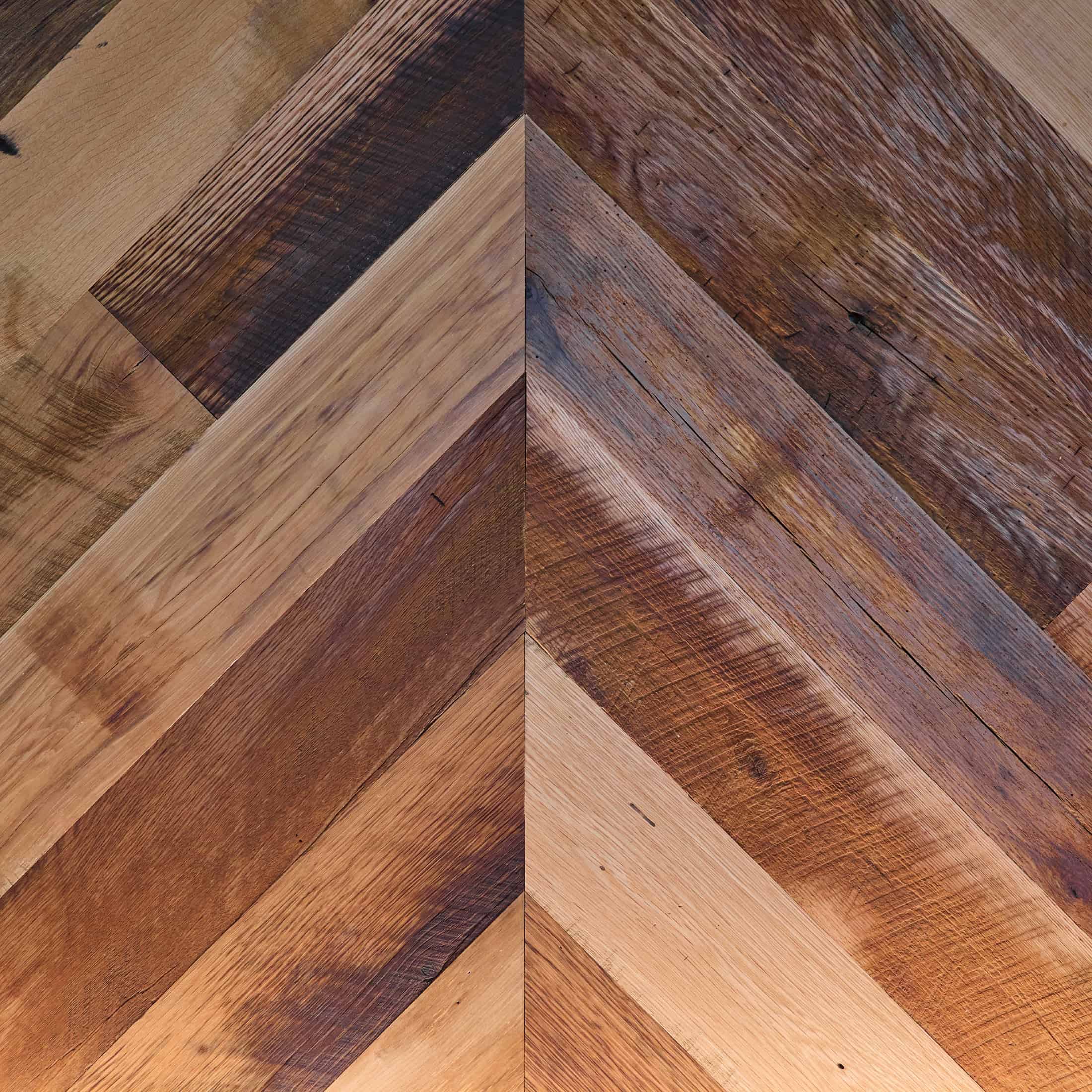A close-up of wood wall texture that creates upward-facing chevrons