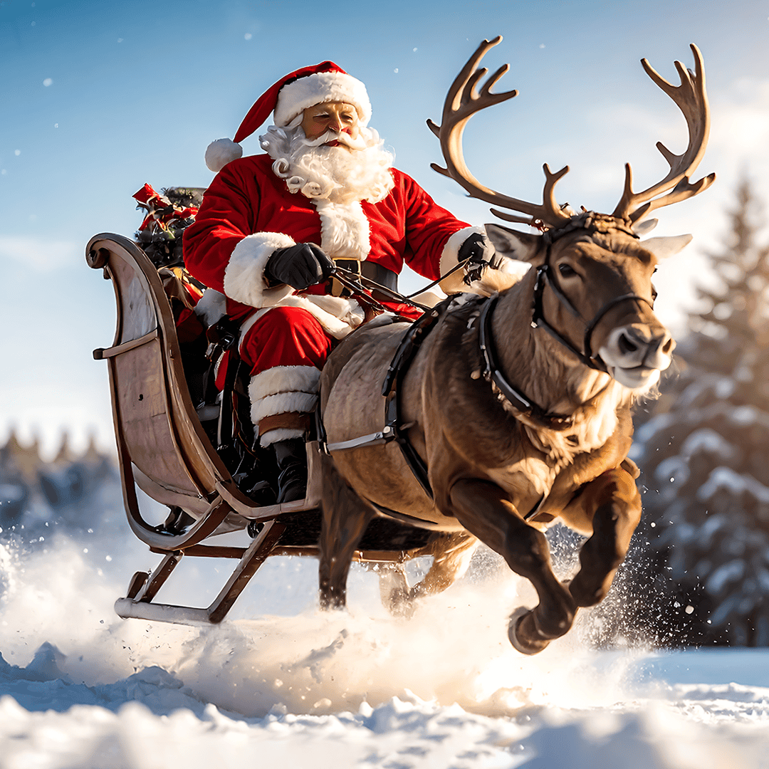 Santa and his reindeer & sleigh